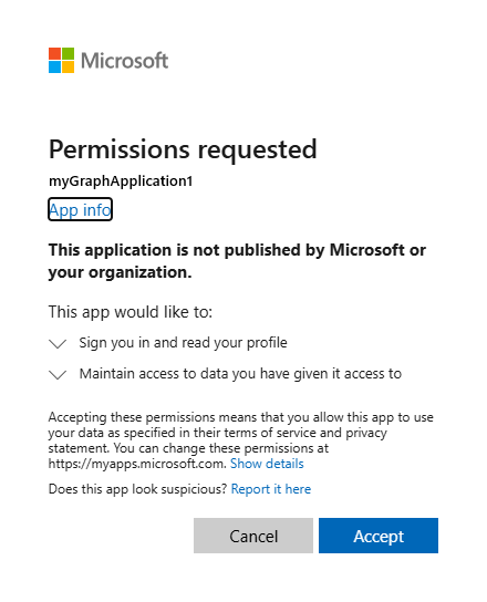 Permissions requested notification